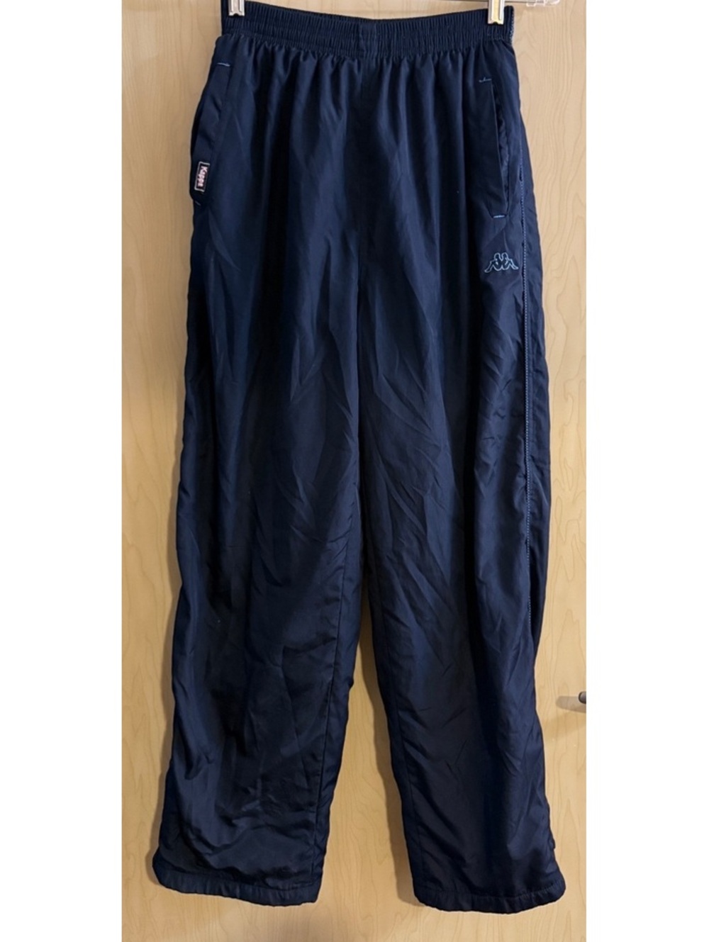 Y2K Kappa nylon windbreaker track pants navy fleece lined men’s size small
